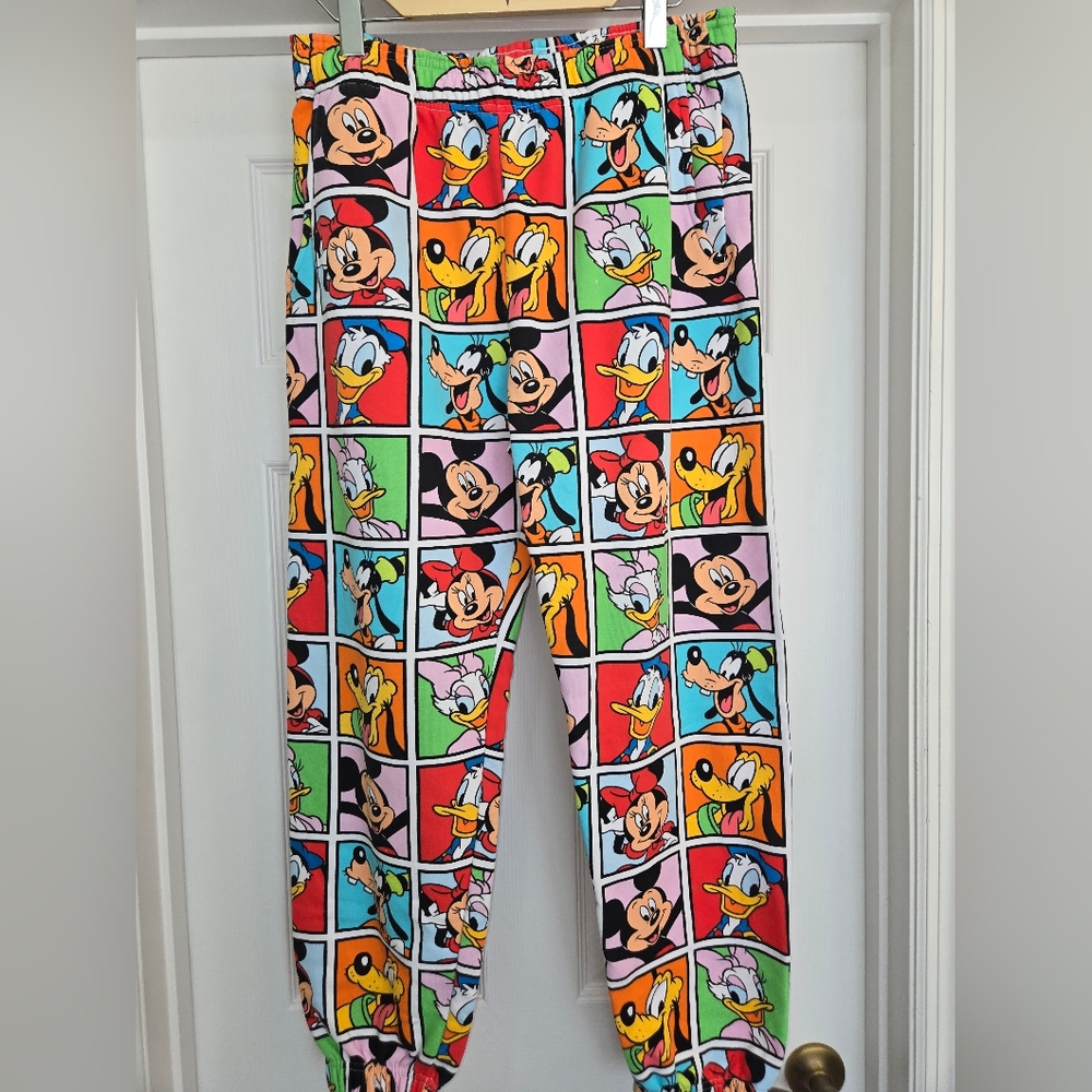 Disney Adult Unisex M Pajama Bottoms - Colorful Disney Character Squares